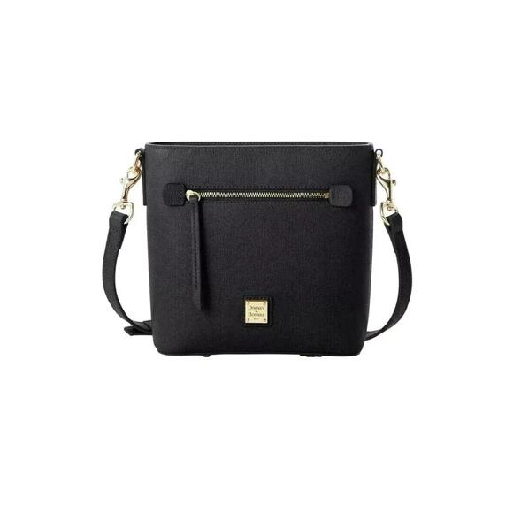 Dooney & Bourke Saffiano Black Leather Zip Crossbody Shoulder Bag B000478 - Picture 1 of 16